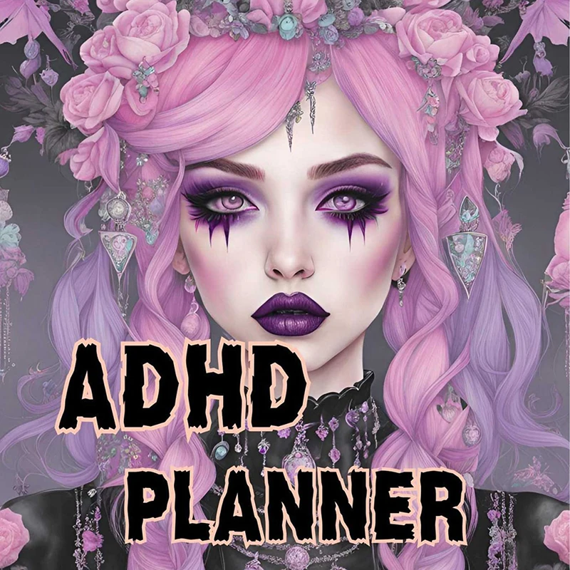 1Pc Gothic ADHD Planner Anime-Inspired Unique Novelty Efficient Life Planner Time Management Organizer Notebook