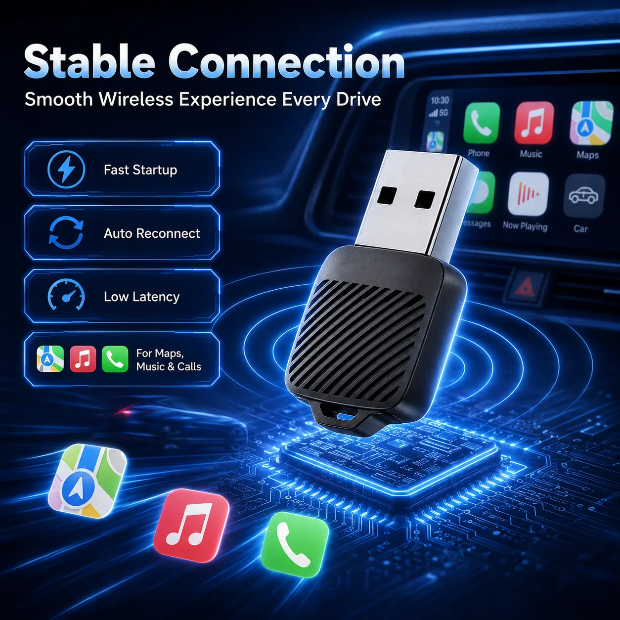 Usb Hub - 2027 Mini Wireless CarPlay Adapter Android