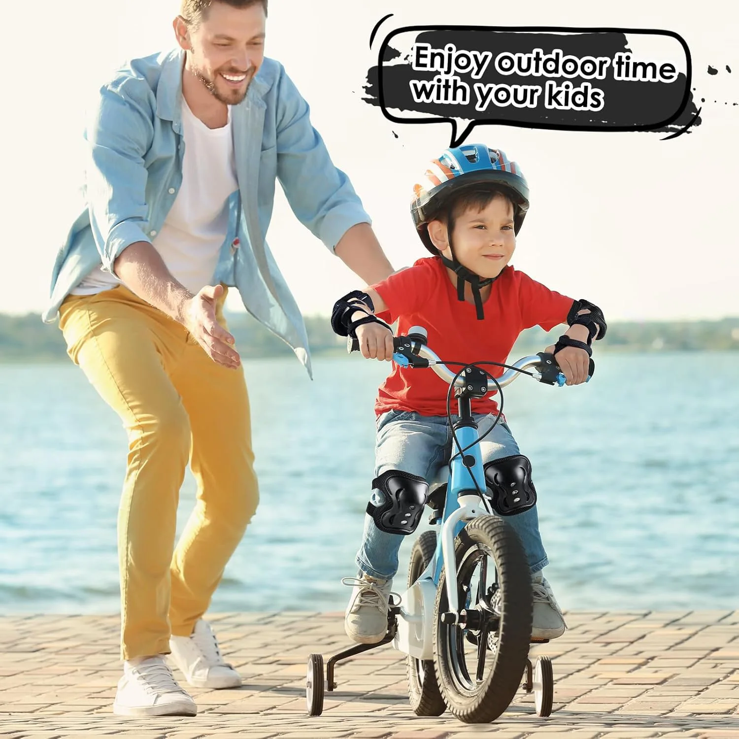 6-teiliges Schutzausrüstungsset für Kinder, Knie- und Ellbogenschützer für Rollschuhlaufen, Radfahren, Skateboard, BMX, Roller, Sport – Detail 5