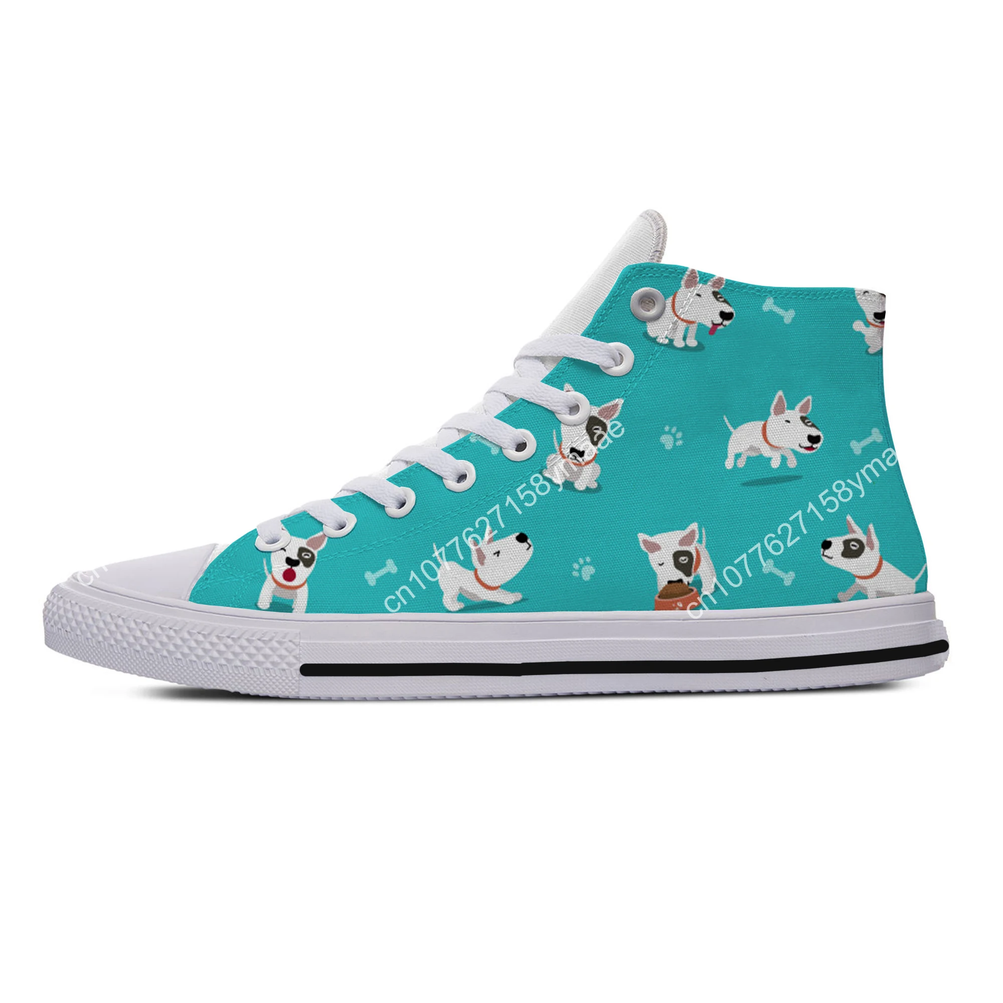 Hot Cool Summer Cute Bull Terriers Animal Pets Dog Kawaii High Top Canvas Shoes Men Women Casual Sneakers Fashion Board Shoes