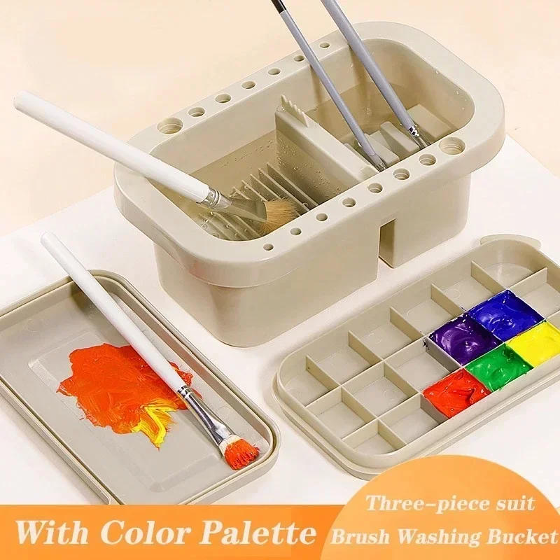 New Pen Washing Bucket Multifunctional Pen Washer with Art Palette Holder Art Supplies Brush Cleaning Tool