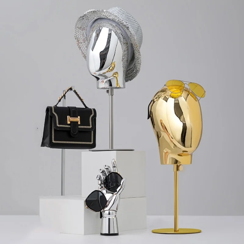 

Electroplating Mannequin Head Display Stand Clothing Store Display Window Props Wig Hat Stand Men and Women's Head Ornaments