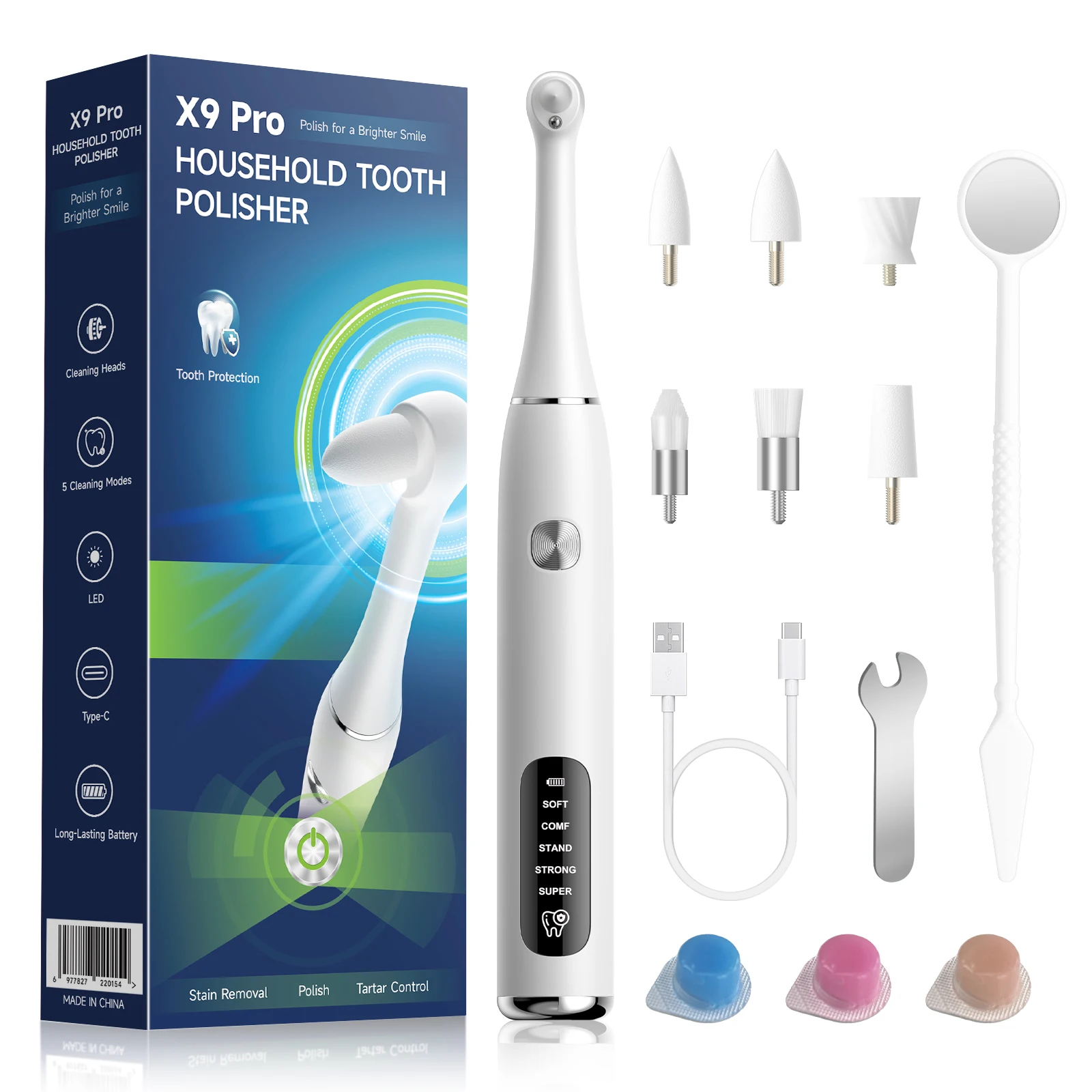 Electric Tooth Polisher Toothbrush Teeth Whitening Dental Scaler Plaque Tartar Remover Tooth Deep Cleaning Polishing Oral Care