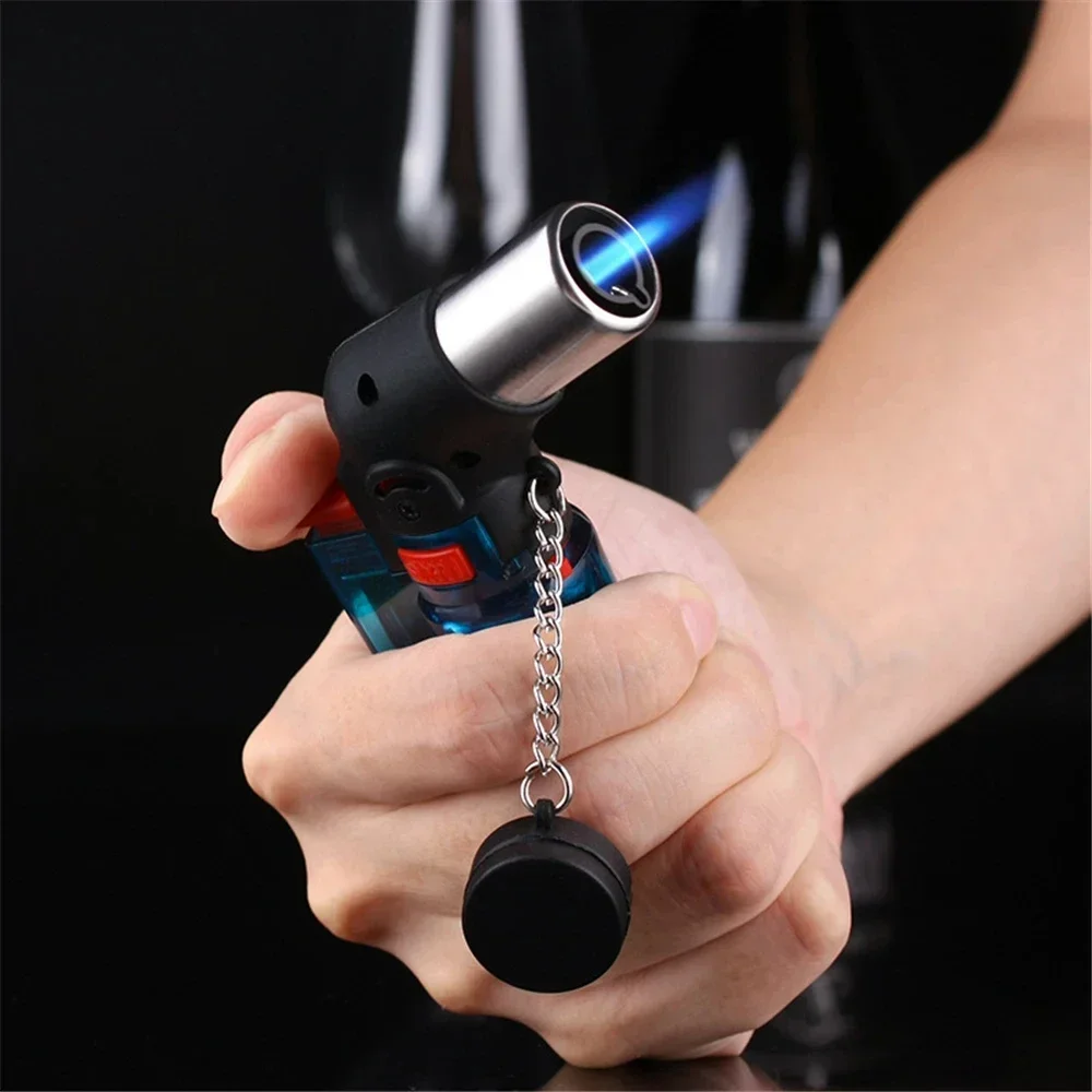 Windproof Jet Flame Lighter, Transparent Body Design, Refillable Adjustable Butane Gas Torch, Outdoor BBQ Ignition Tools