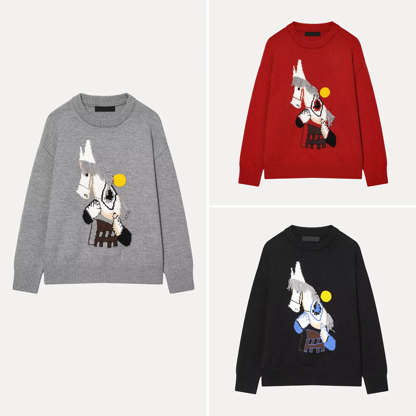 2025 Invierno nuevo Sle suéter de punto para mujer bordado pesado pequeña ropa de año cruzado bata de Año Nuevo ajuste suelto Lon...