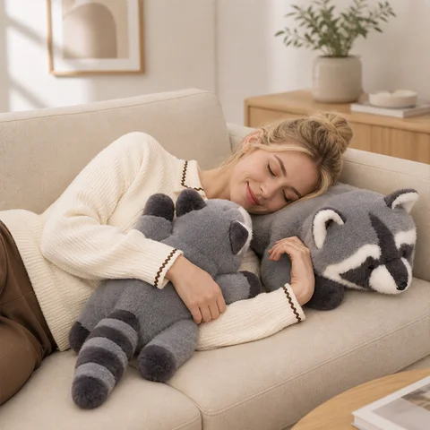 30-60cm Cute Raccoon Plush Toy Lovely Lifelike Raccoon Kawaii Soft Stuffed Animals Doll Pillow For Birthday Gift