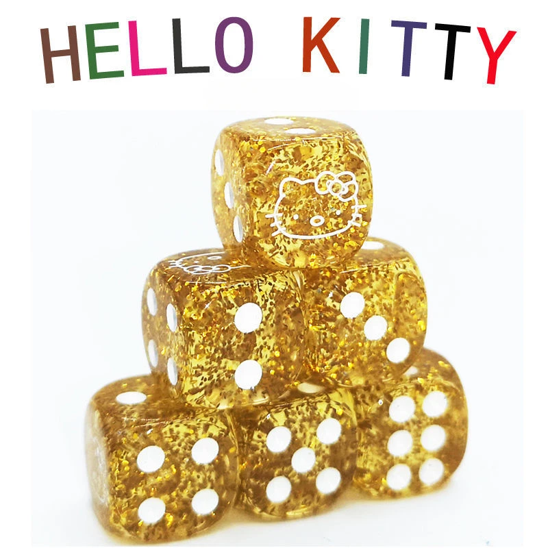 Miniso Hello Kitty Dice Cute Cartoon  Fashion Modeling Plastic Digital Carving Fonts  Dice New Bar Drink Alcohol Dice Gifts