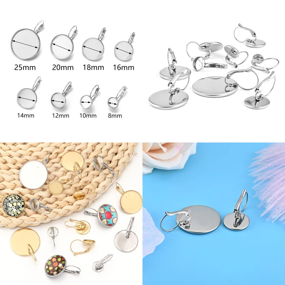 الكلاسيكية الفولاذ المقاوم للصدأ الوقت جوهرة Diy مجوهرات أقراط إعدادات الملحقات جميع الحجم للاختيار 6 مم إلى 25 مم #1