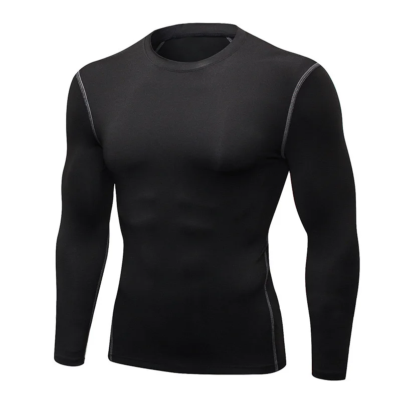 1pcs Men\'s Long-sleeved Thermal Underwear Male Thin Tight Fitting Fast Dry Elastic Fitness Tops Man Autumn Winter Sprots Wear