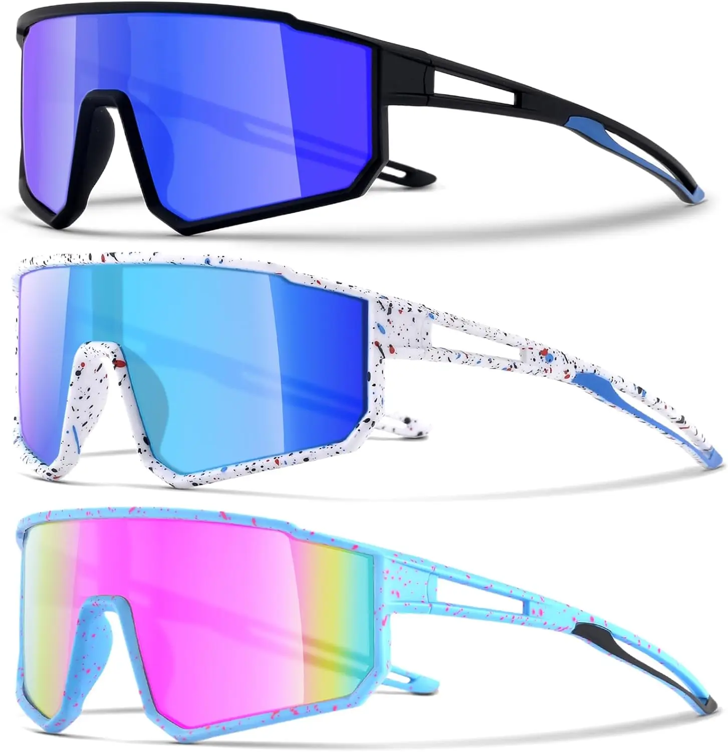 

3-Pack Kids Sunglasses for Boys Girls Ages 6-14, UV400 Protection Goggles for Baseball and Cycling
