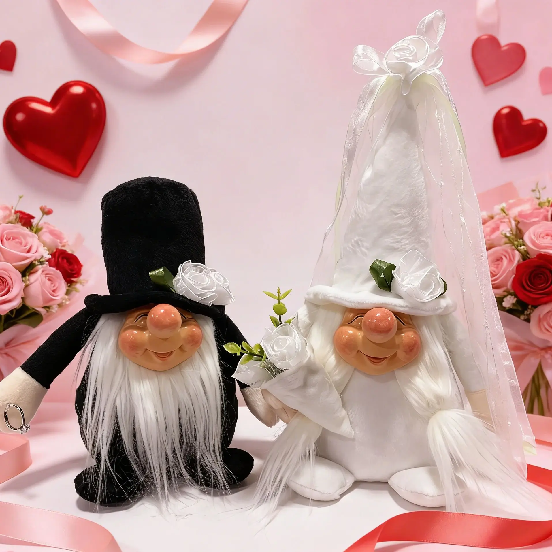 

2 шт., свадебные фигурки гномов в закадном стиле, безликие куклы для невесты и жениха, креативное украшение, подарок на день Святого Валентина, подарок для новорожденных