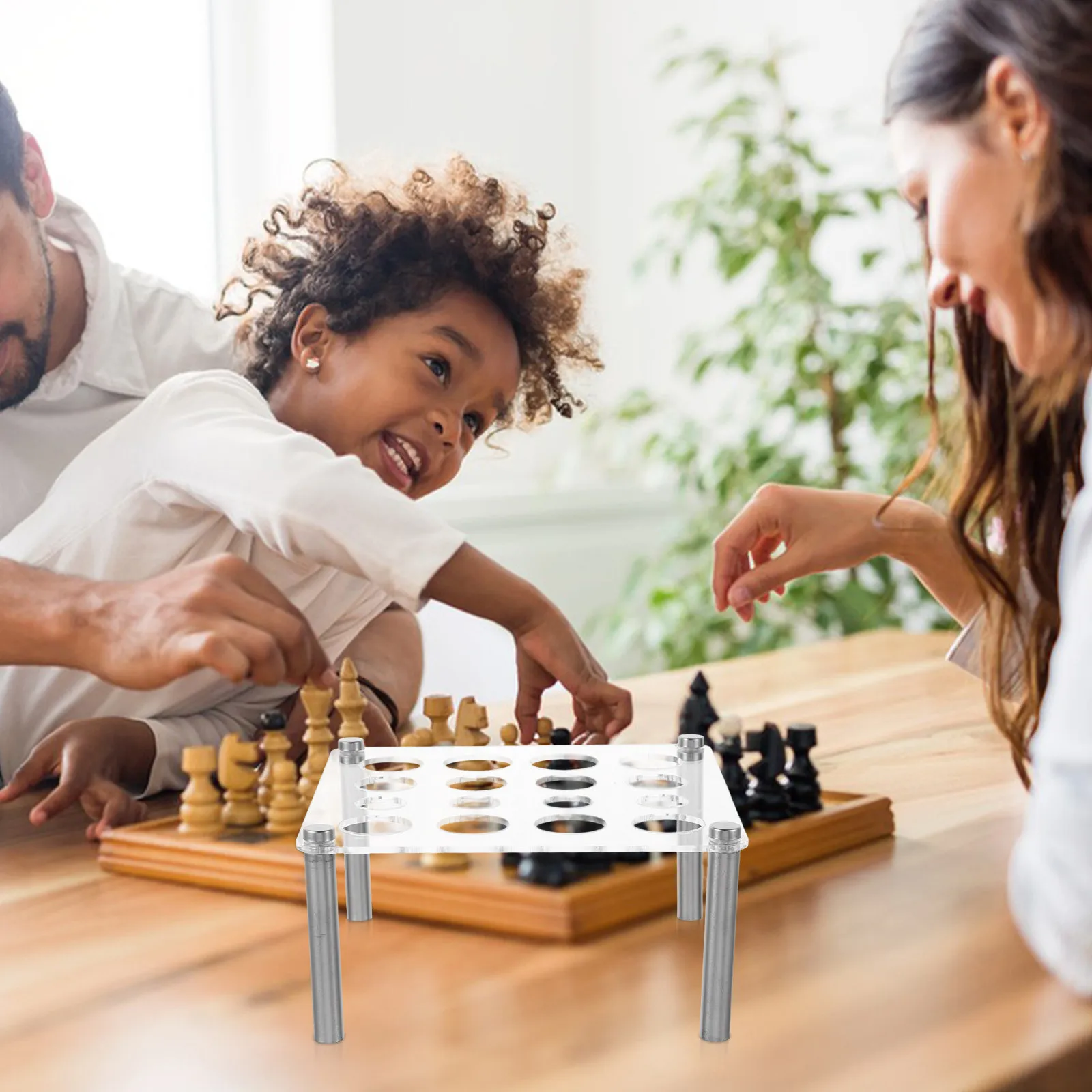 

Подставка для шахматных фигур из акрила, для самостоятельного изготовления, с квадратным основанием и несколькими отверстиями, для организации хранения шахматных фигур и рукоделия