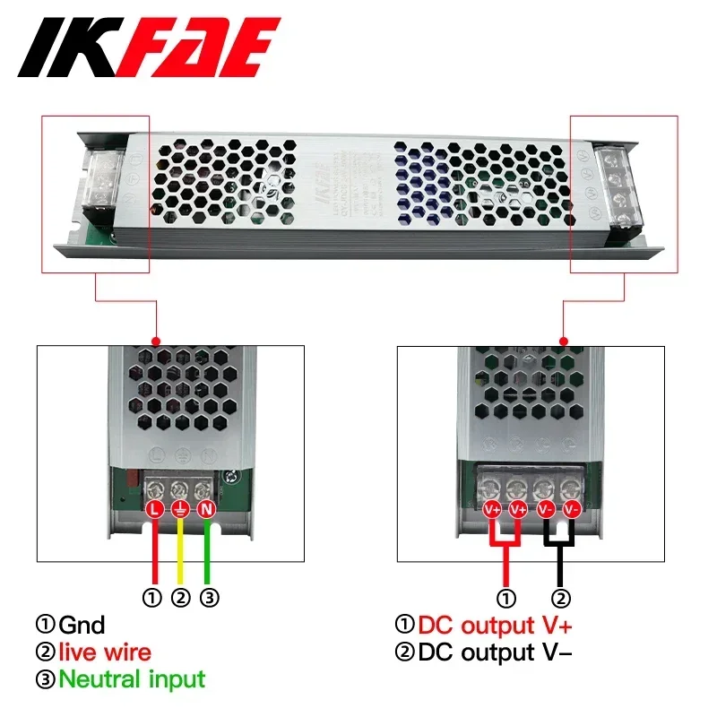 Imagem -04 - Fonte de Alimentação Led 12v 24v 60w 100w 200w 300w 400w 500w Transformador ac dc Ultrafino Conversor de Driver de Led para Iluminação de Tira Led