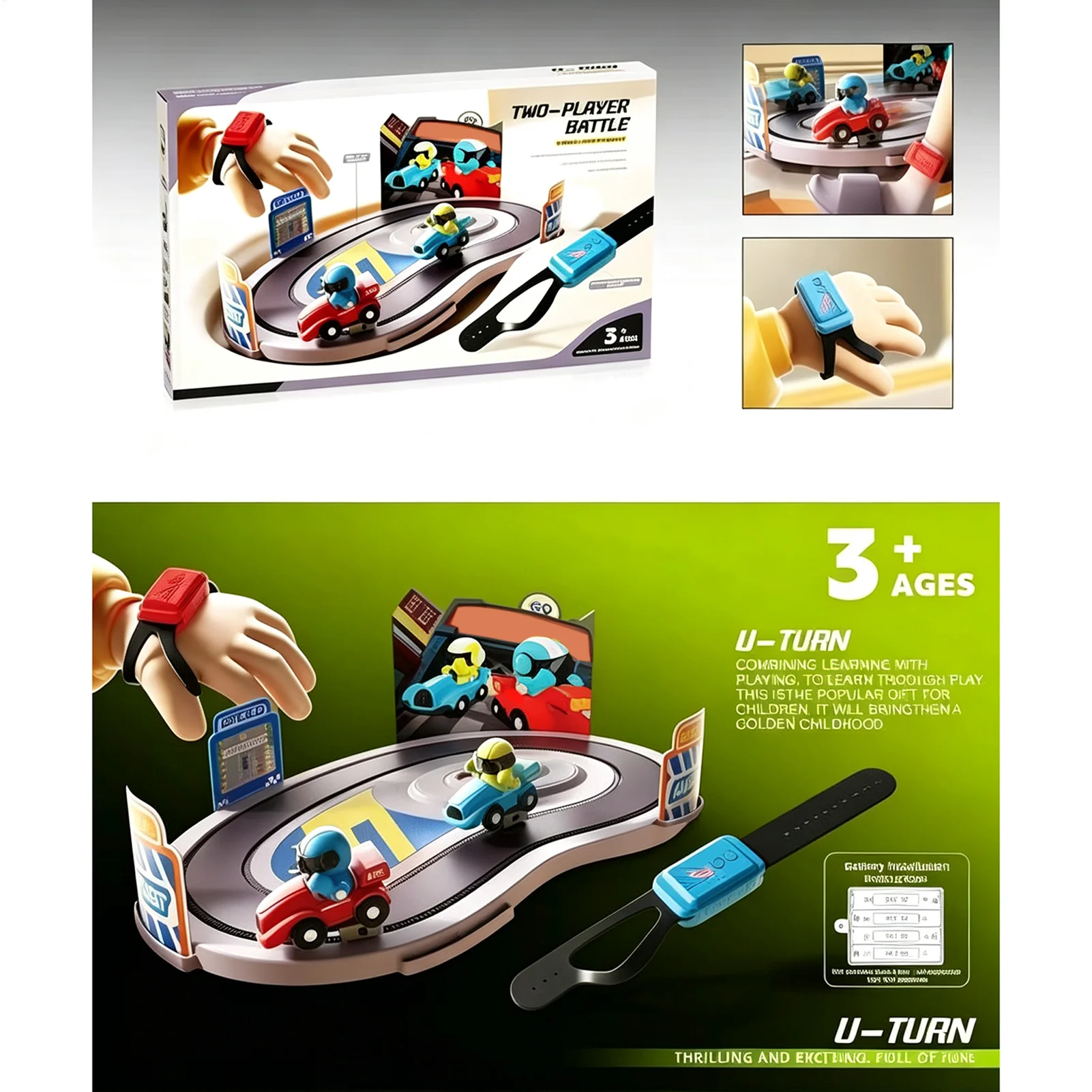 Wireless Motion Sensing Racing Board Game Interactive Two-Player Toy Track Racing Board Game For Kids Ages 3 Adults School