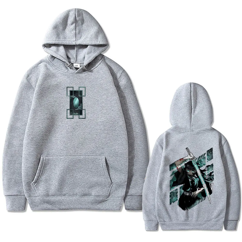 Anime Demon Slayer Tokitou Muichirou Graphic Hoodie Men Women Cartoon Fashion Oversized Streetwear Men's Casual Fleece Hoodies