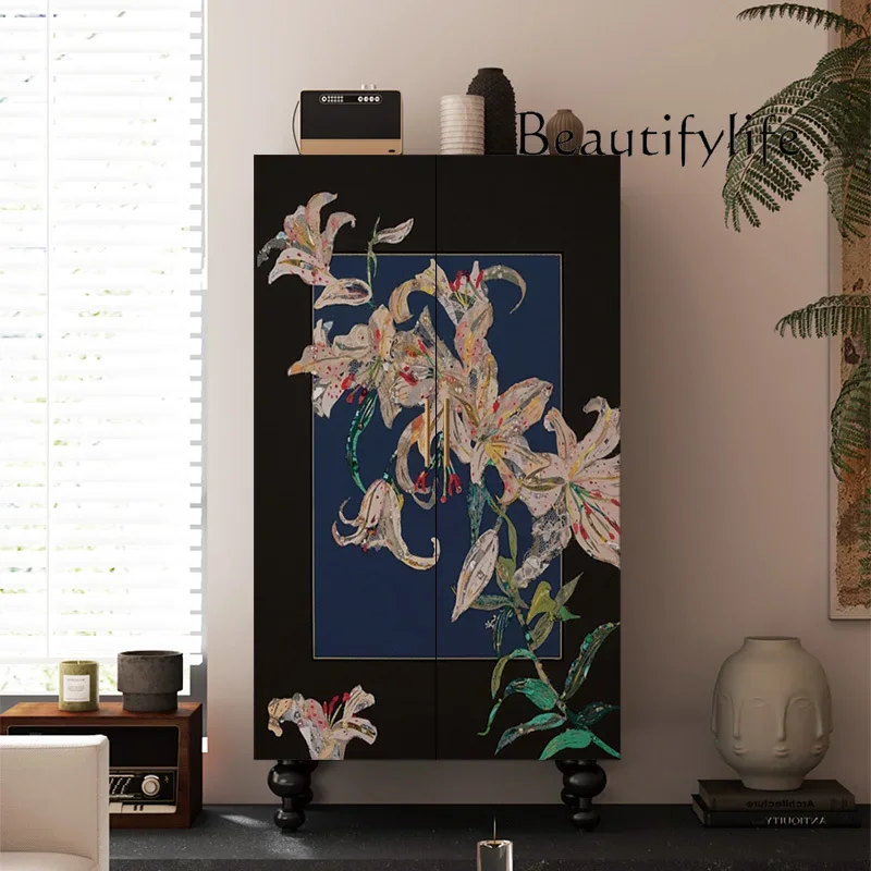

Q French retro flower illustration independent wardrobe clothing storage cabinet decoration corridor living room custom cabinet