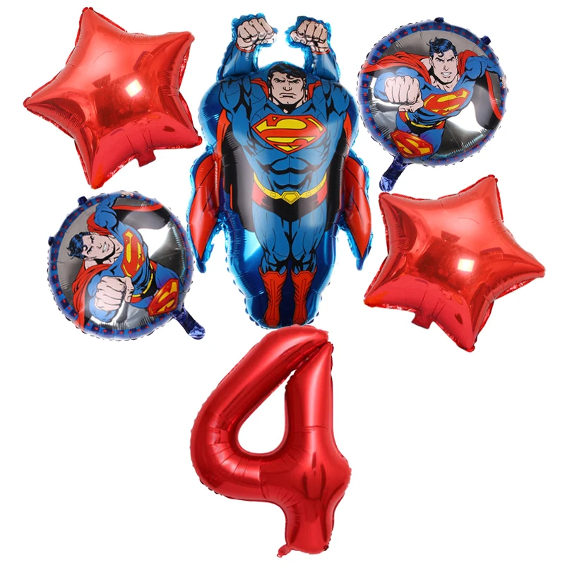 6pcs DC superhero Theme Party Air Balloons set superman 32 pollici numero Foil Balloon ragazzi decorazioni di compleanno forniture per feste per