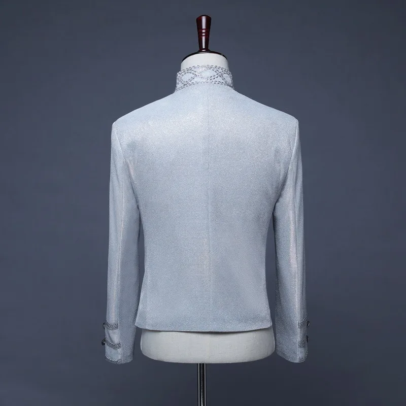 سترة رجالي سترة مشرقة رواج المحكمة الزي العسكري ملهى ليلي بار DJ رئيس معطف مصفف شعر سستة معطف السترة للرجال