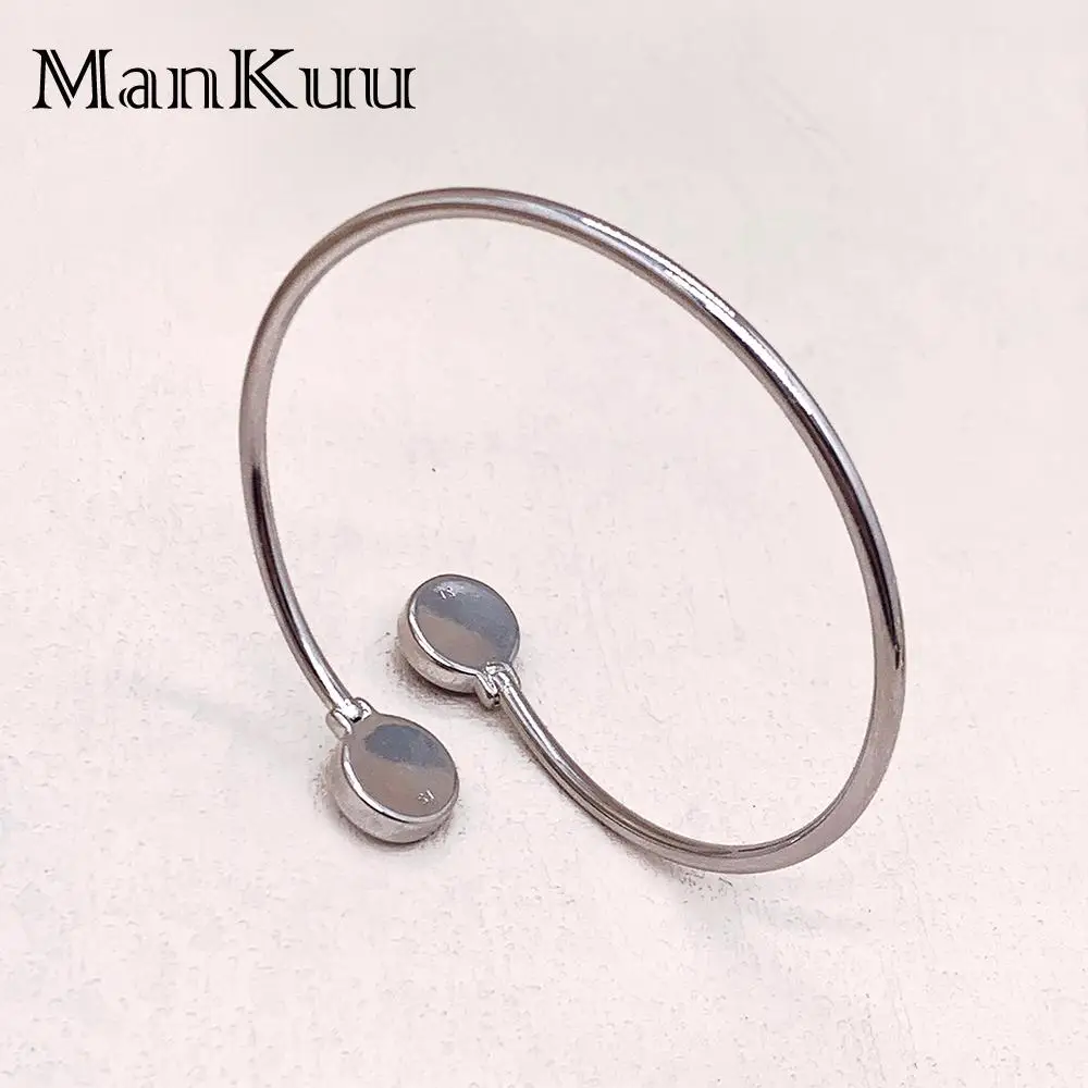 Mankuu Elegant Fashion Jewelry Natural Amethyst Crystal Stone White Gold Plated Adjustable Bracelets For Women Gifts Daily Wear