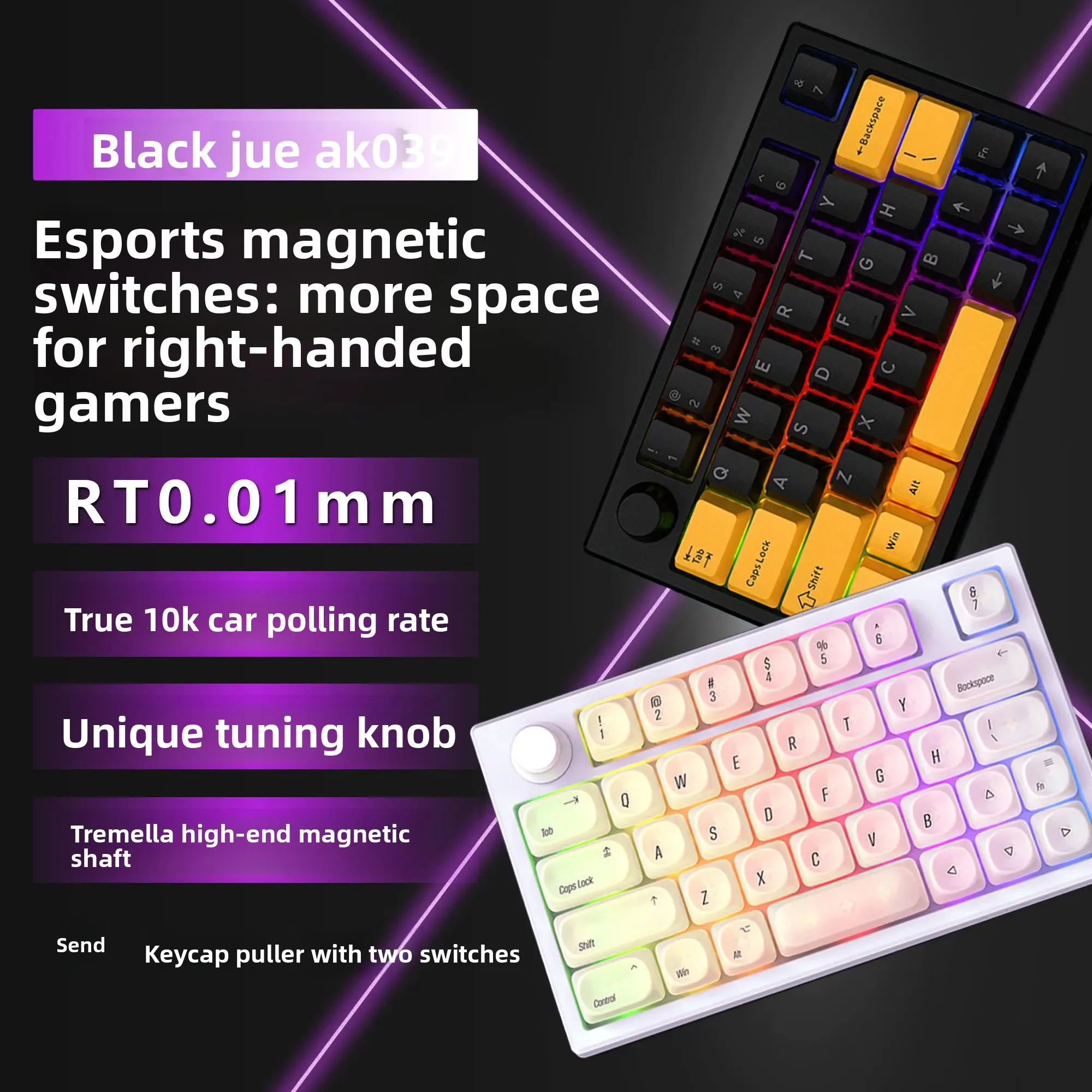 NEW Ajazz Ak039 Magnetic Switch One Handed Gaming Keyboard 38 Keys 8k Polling Rt Low Latency Metal Knob Wired Keyboard PC Gifts