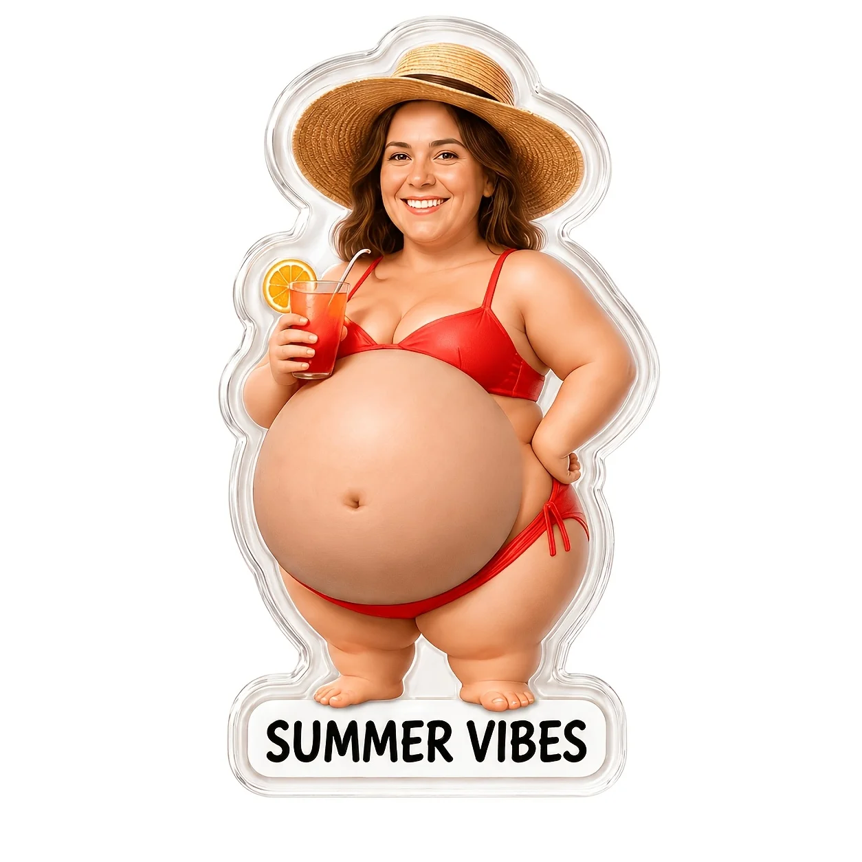 Customized photo avatar Soft belly refrigerator magnet, women personalized customized name text can squeeze belly Acrylic refrig