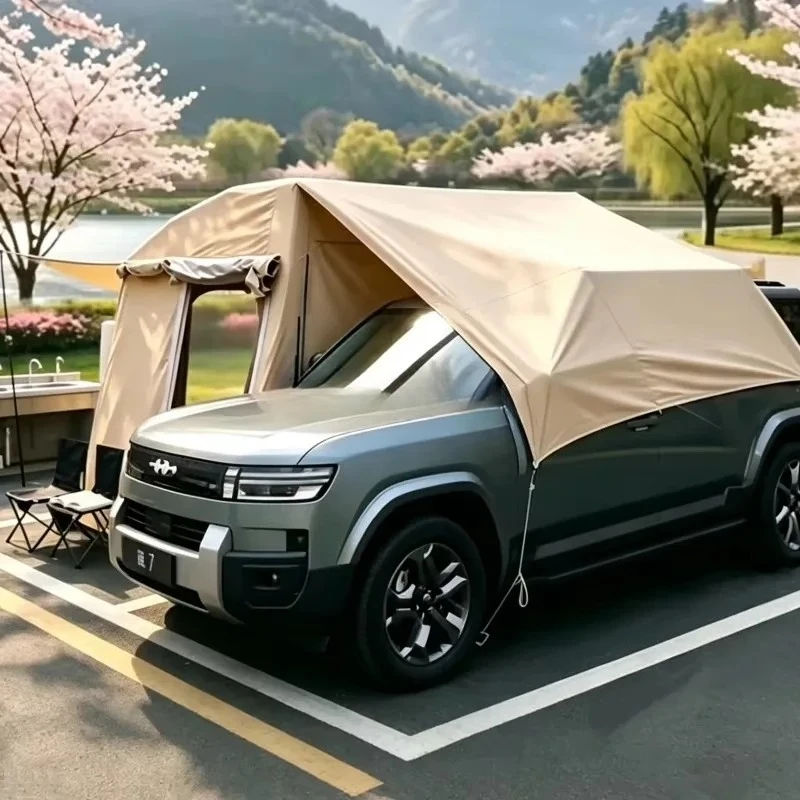 #￥New Popular Factory Cheap Car Inflatable Air Waterproof Tent With 3 Sides Big Canopy