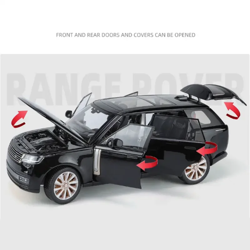 1:18 Land Range Rover SUV Alloy Car Model Diecast Metal Off-road  Car Model Sound and Light Simulation Boys Toys Gifts