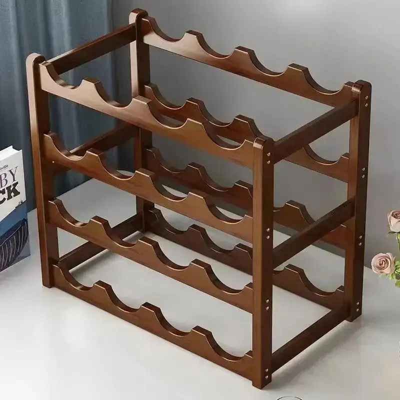 Red Wine Bottle Rack Grid Display Stand Household Creative Tabletop Wine Storage Cabinet Simple Assembly Required