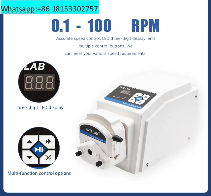 INTLLAB Peristaltic Pump with Step Motor 110-240V, High Accuracy/Precision, High Flow Rate, BT100J/YZ15