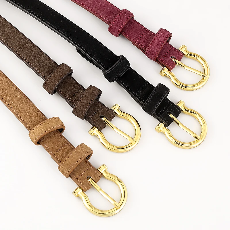 2cm gold needle buckle belt for dress skirt for women‘s suede leather belt