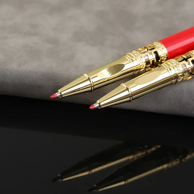 10PCS Dragon head hollow metal signature pen retro neutral pen