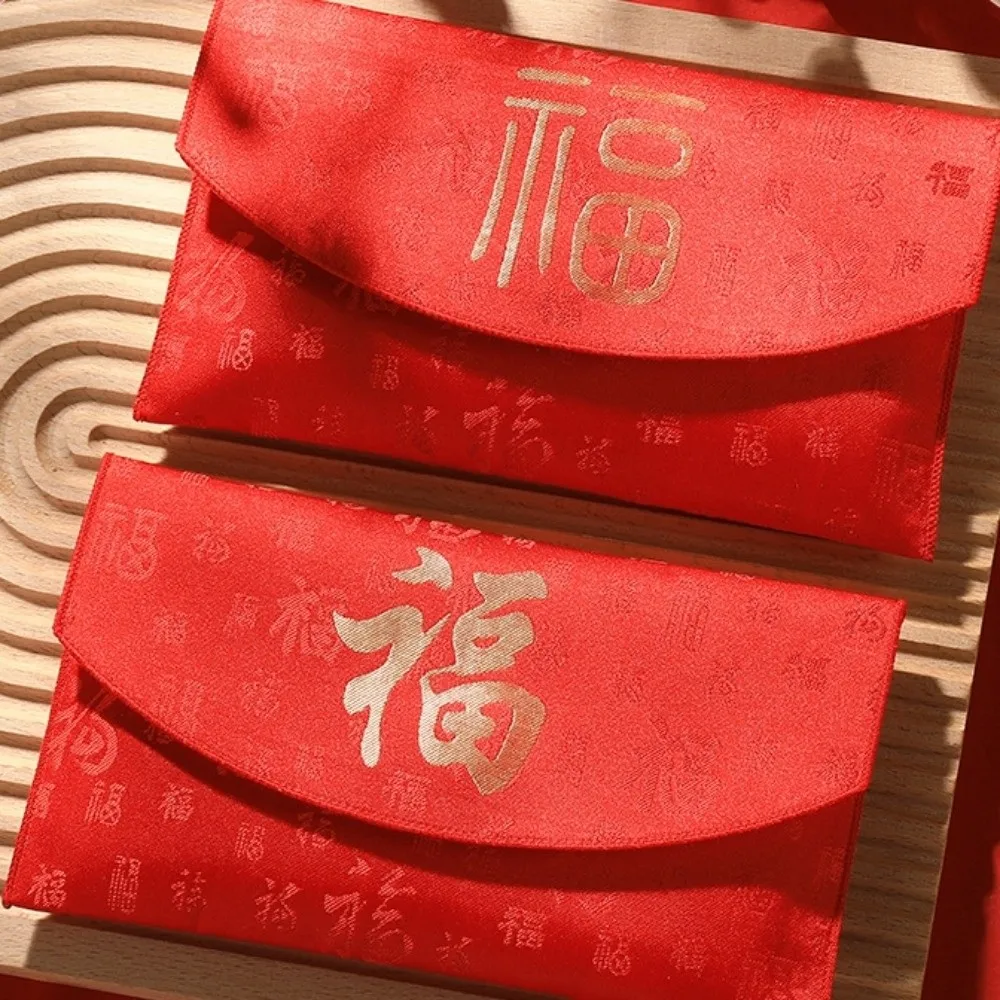 

Blessing Words Brocade Red Envelop Best Wishes Button Fu Character Hongbao Tassel Embroidery Wedding Red Pockets Birthday Party