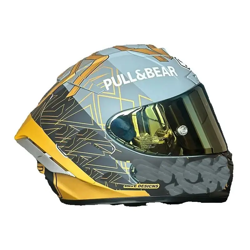 Casco de motocicleta de carreras de cara completa X14 negro dorado aprobado por ECE Casco de scooter de seguridad para hombres y mujeres Casco Capacete Casque