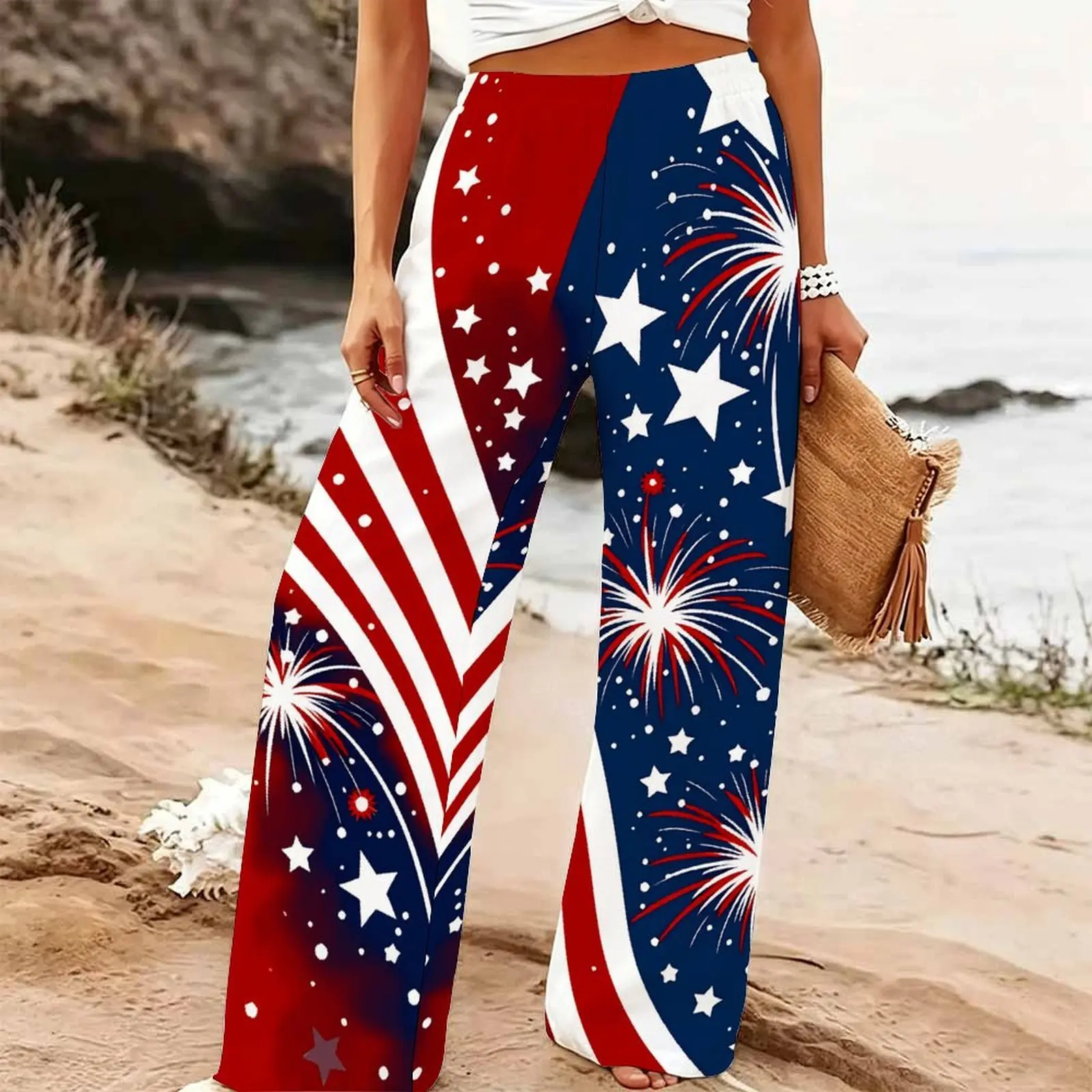 Autumn Winter Women High Waisted Wide Leg Pants Printed Trousers Retro Mopping Pants Loose Jogging Pants Elegant Yoga Pants