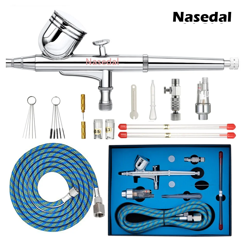 

Nasedal Dual-action Airbrush 0.3mm 7cc Spray Gun Air Brush for Cake Model Painting Makeup Tattoo Car Art DIY Tool 0.2mm/0.5mm