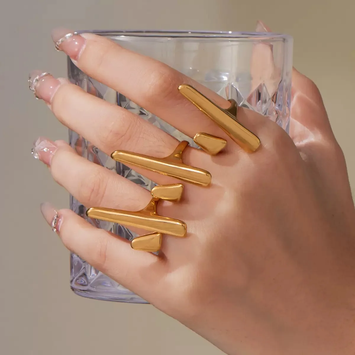 

ENFASHION Anillos Mujer Geometry Irregular Open Ring For Women Stainless steel 18K Plated Gold Fashion Jewelry Cocktail R254569