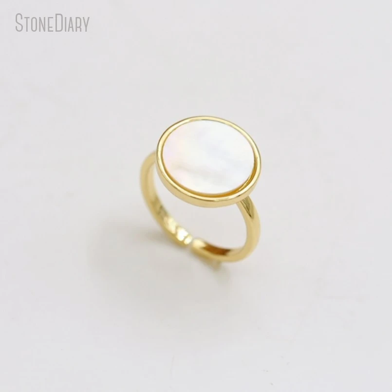 1Pcs Round Coin Shape Circle Gold Color Copper Ring RM50854