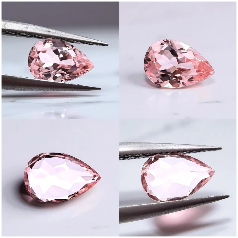 مختبر نمت الياقوت الكمثرى شكل مورغان الوردي اللون VVS1 DIY بها بنفسك مواد صنع المجوهرات اختيار السحر الأحجار الكريمة شهادة