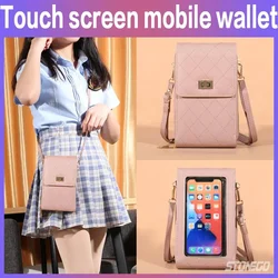 Ladies Can Touch Screen Large Capacity Mobile Wallet Shoulder Messenger Mobile Bag for with below 6.5 in Phone iphone Samsung