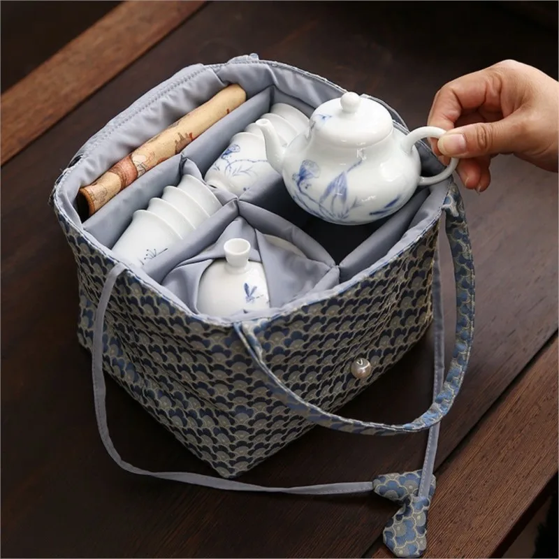 Portable Outdoor Travel Tea Set Protection Storage Bag Tea Bag Cloth Bag Hand-held Large Capacity Tea Ceremony Cloth Bag ZF162