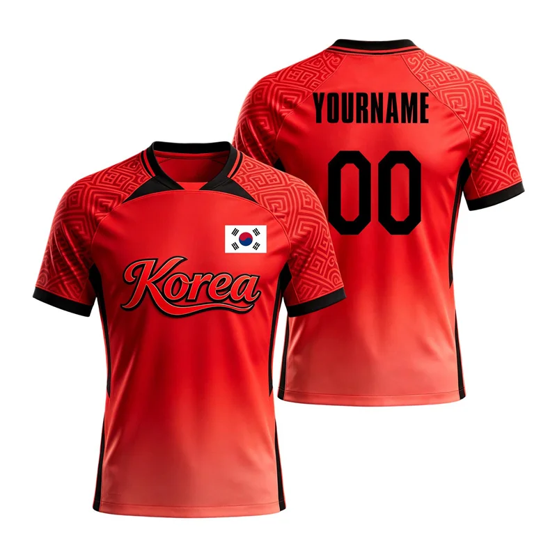 2026 New Korea Canada Chana Qatar Flag Football T Shirt Custom Name Number Printed Short Sleeve Casual Oversized Tops