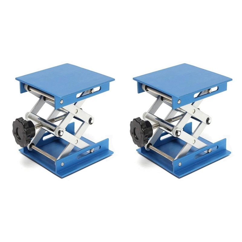 2Pcs 4Inch Aluminum Alloy Laboratory Jack Scissor Lift Platform / Foldable Lifting Table Pad Height Control