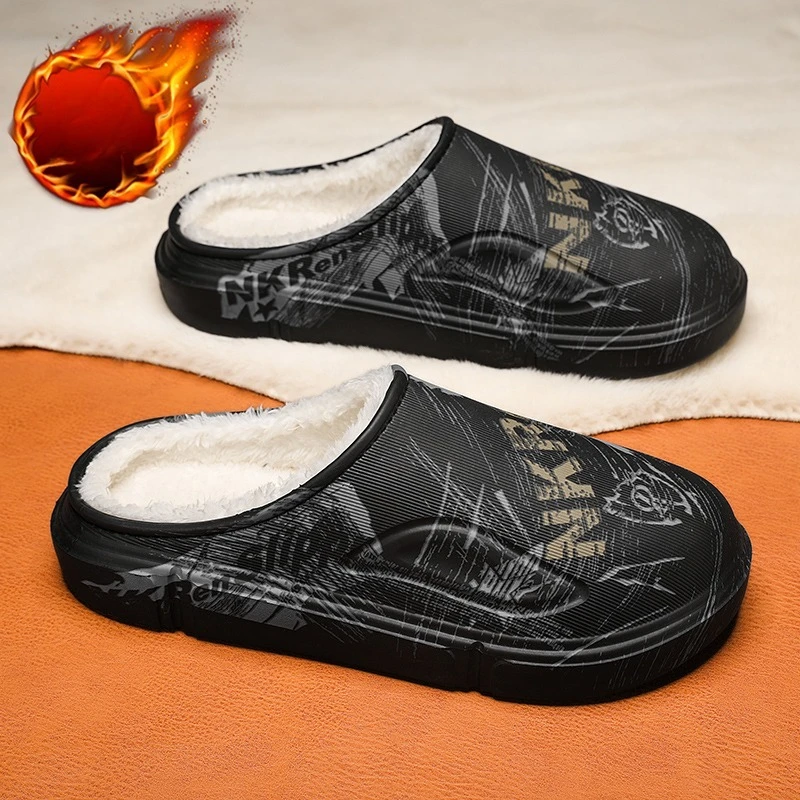 Autumn and Winter Waterproof Cotton Shoes for Men and Women, Plus Velvet to Keep Warm, Outer Wear Cotton Slippers