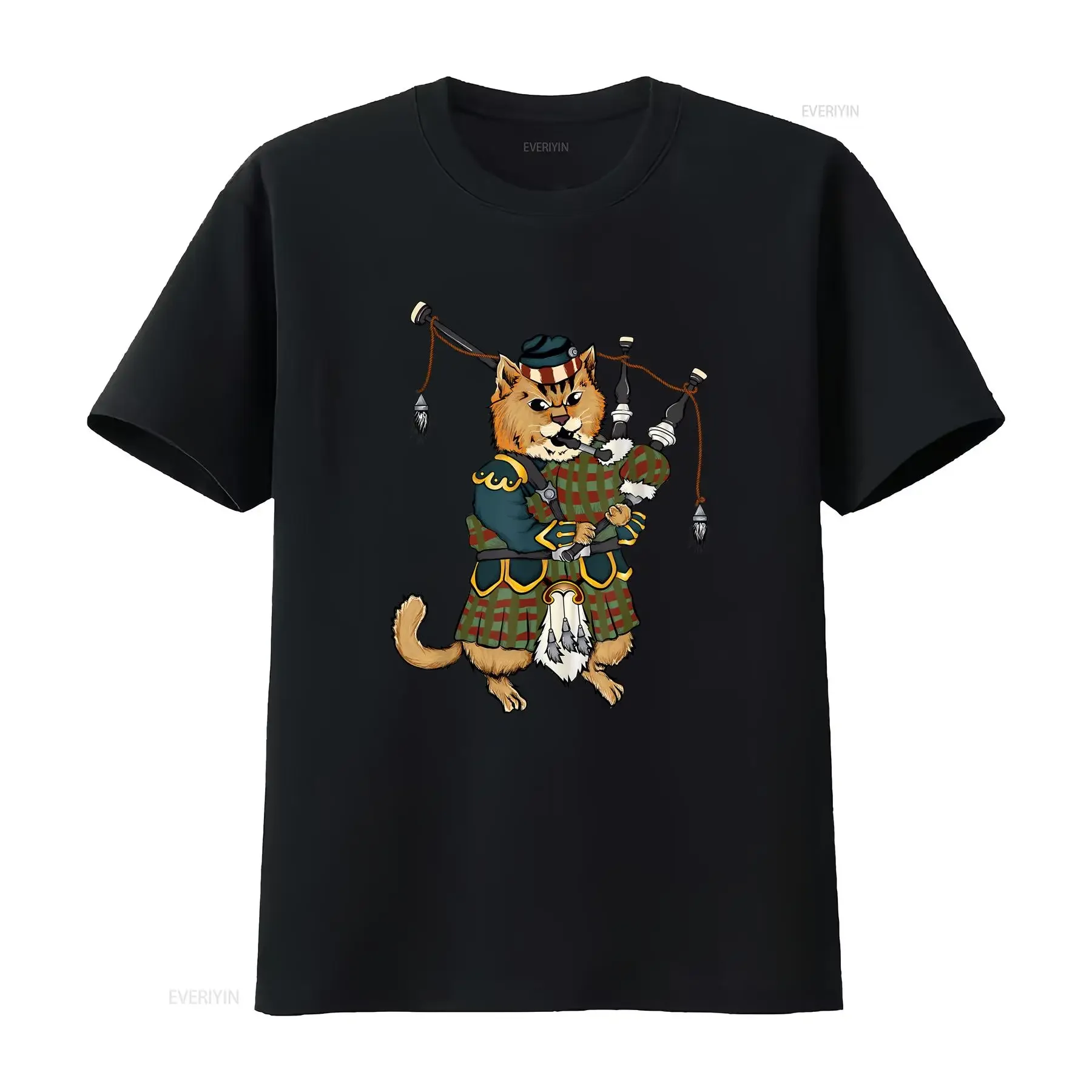 

Cat With Bagpipe I Scottish Uniform Music Kilt Funny T Shirt S 4XL vintage Washed Unisex Top For Everyday Wear designer clothes