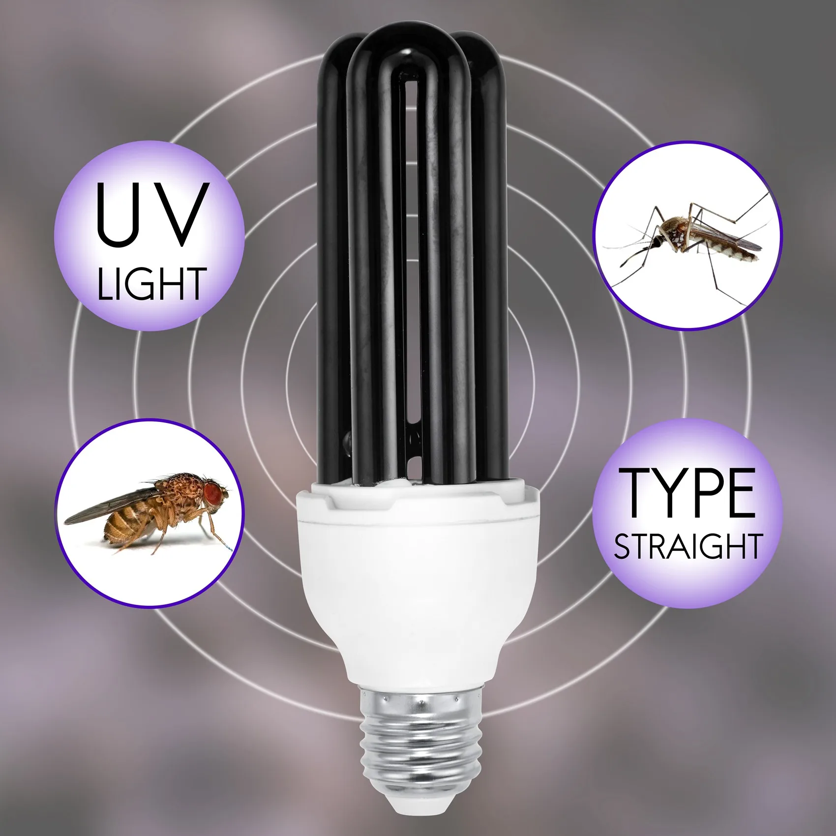 Bombilla de luz ultravioleta fluorescente, lámpara CFL E27, 40W, UV, 220V, forma: recta, voltaje de potencia: 40W, cc 12V