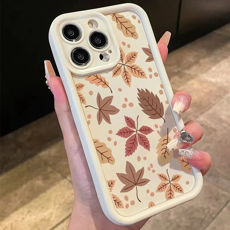

Чехол для телефона с винтажным узором «Осенние кленовые листья» для iPhone 17 Air, 16, 15, 14, 11 Pro Max Plus, 13, 12 Mini, X, Xs – защитный чехол-накладка