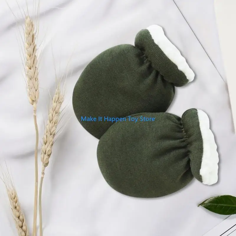 28EC 1 คู่เด็กถุงมืออุ่น Anti-grab Mittens Thicken ขนแกะถุงมือ Scratch PROOF Mittens สำหรับ 0-1 ปีชายหญิง