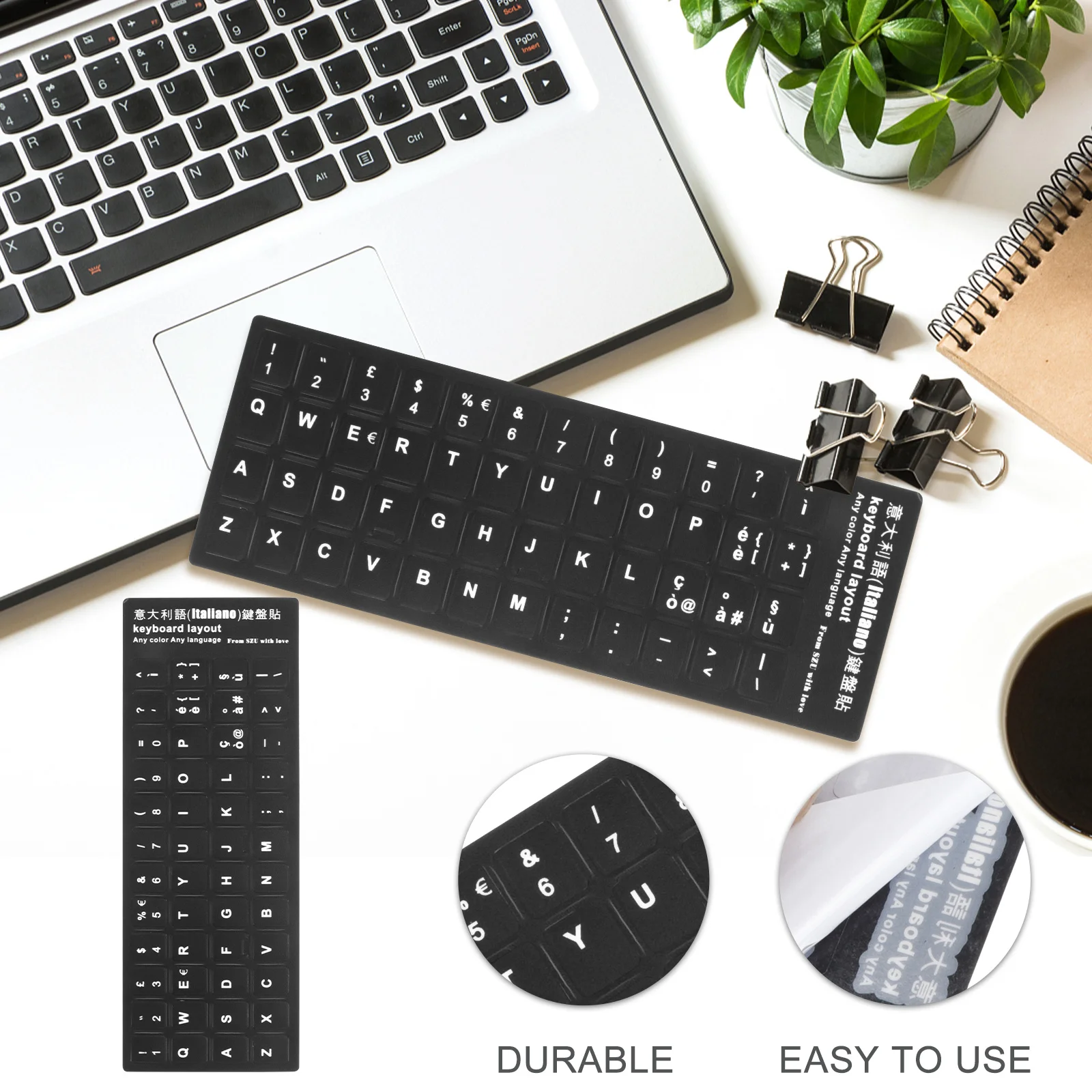 

10pcs Italian Language Keyboard Stickers Universal Replacement Skin Laptop Multi-Language Layout Notebook Cover Students Gift