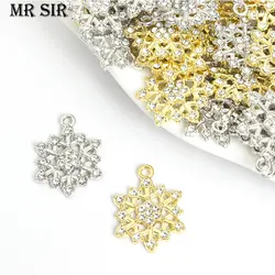 10pcs New Christmas Series Crystal Snowflake Charm Making Christmas Gift Necklace Earring Bracelet Handmade DIY Jewelry Pendants