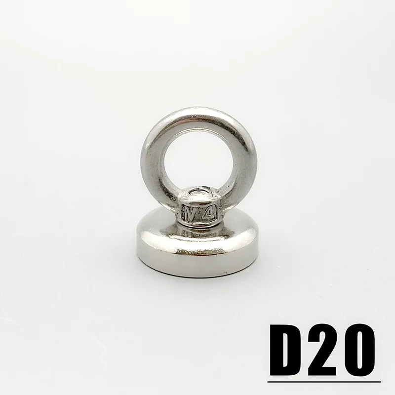 Heavy Duty 20mm Neodymium Eyebolt Magnet,High Pull Force Salvage Magnet with Stainless Steel Eye Ring for River Magnetic Fishing